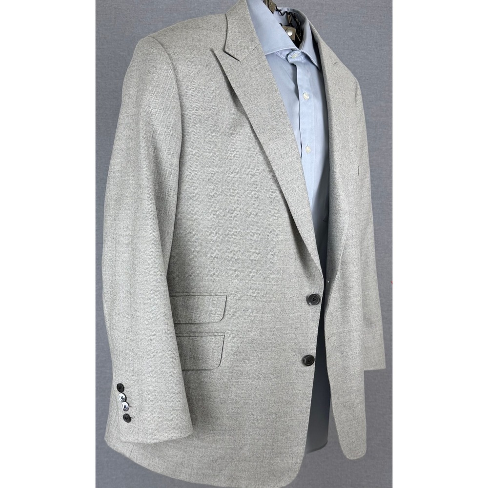 Vintage Bespoke Holland and Sherry Gray Herringbone Sport Coat Blazer 36R